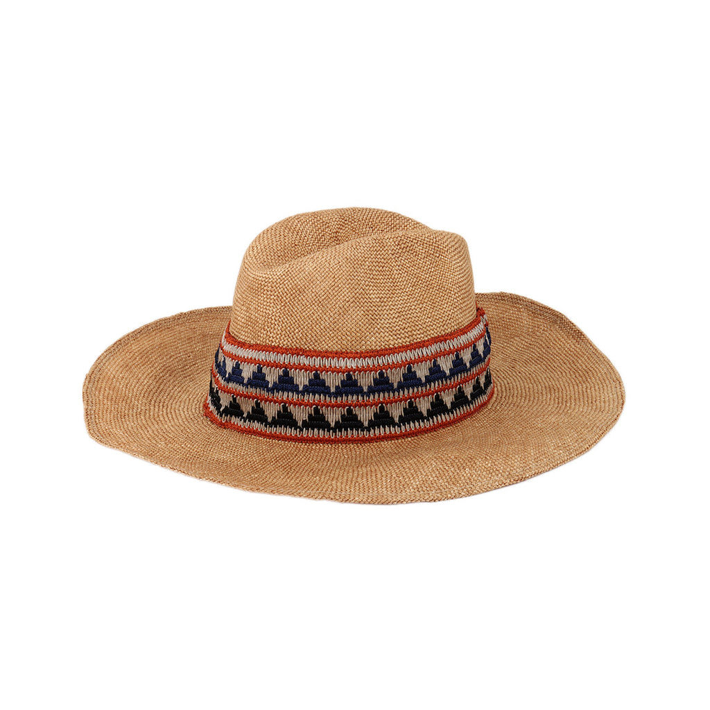 Exquisite J Aztec Pattern Raffia Hat | Boom & Mellow