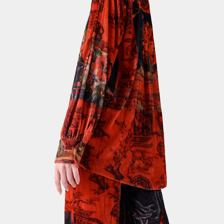 Orange Crush Sleeve Pleat Shirt