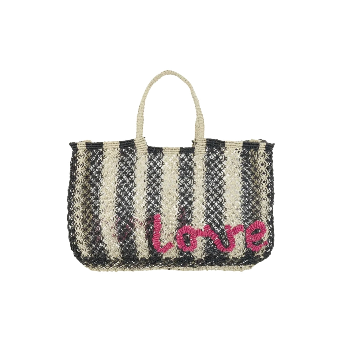 The Jacksons Bags Small Black Stripes Lavinia Love Jute Tote Bag