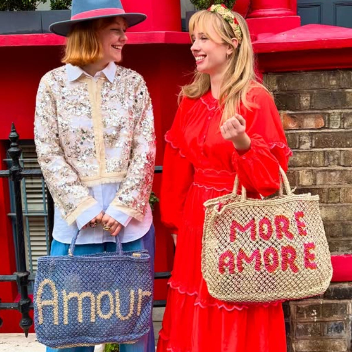 Black More Amore Jute Tote Bag