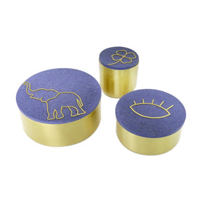 Il Etait Une Fois Set Of 2 Concrete and Brass Jar With Candle