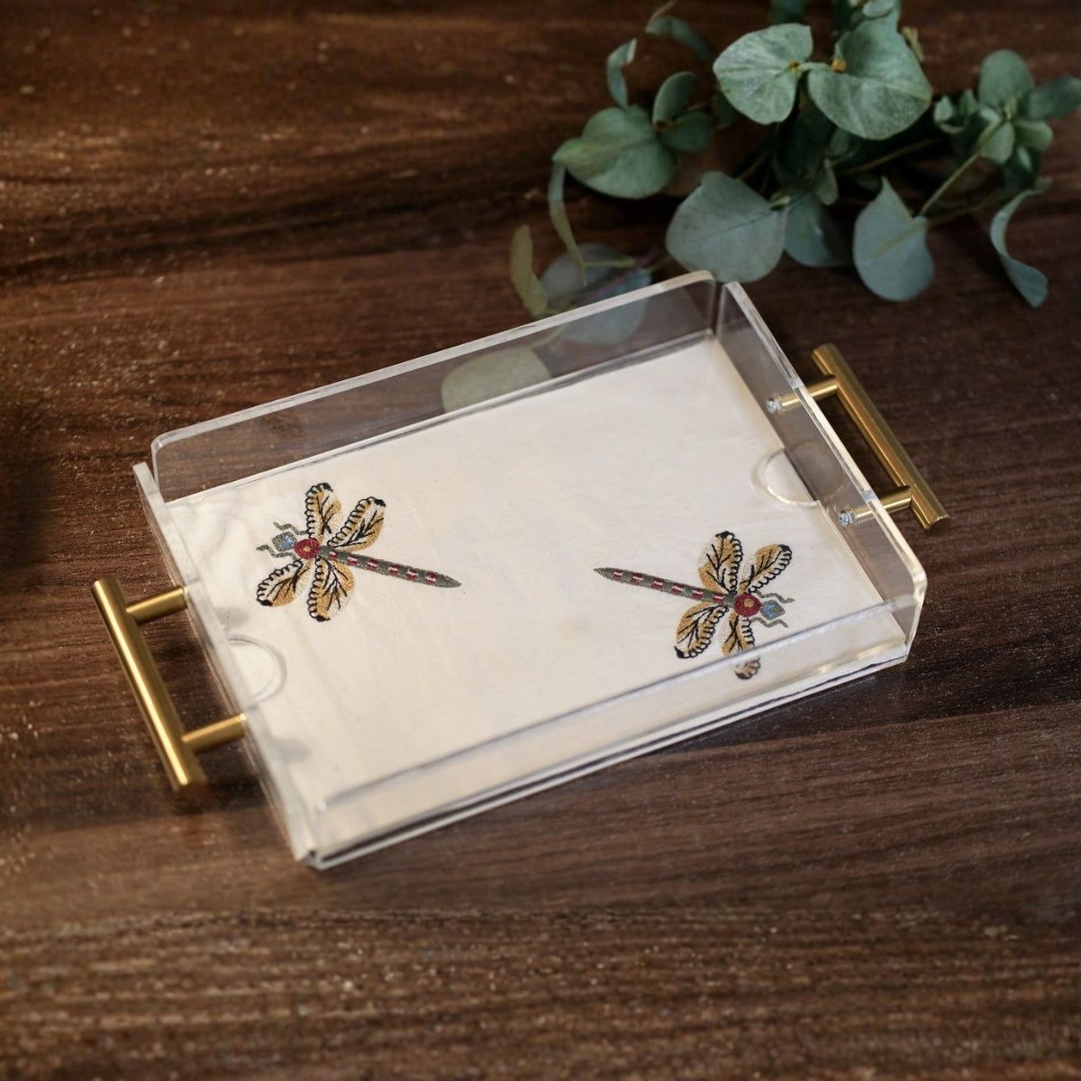 Organiks Plus Small Acrylic Tray with Dragonfly Mat
