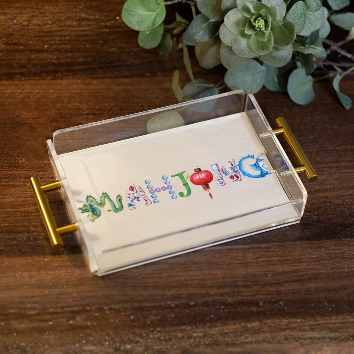 Organiks Plus Small Acrylic Tray with Mahjong Mat