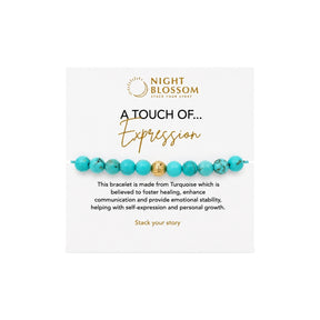 Night Blossom Turquoise Beaded Bracelet with Gold Dot