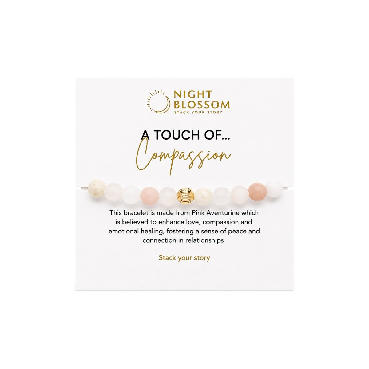 Night Blossom Pink Aventurine Beaded Bracelet with Gold Dot