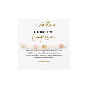 Night Blossom Pink Aventurine Beaded Bracelet with Gold Dot