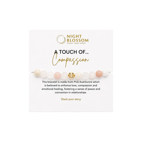 Night Blossom Pink Aventurine Beaded Bracelet with Gold Dot