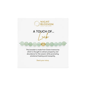 Night Blossom Green Aventurine Beaded Bracelet with Gold Dot