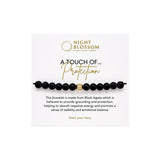 Night Blossom Black Agate Beaded Bracelet with Gold Dot