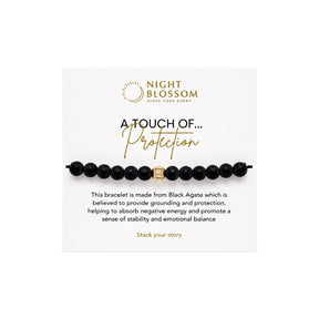 Night Blossom Black Agate Beaded Bracelet with Gold Dot