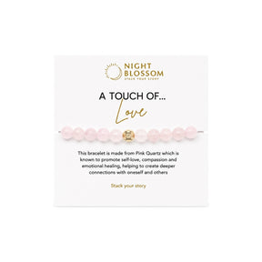 Night Blossom Pink Quartz Beaded Bracelet with Gold Dot