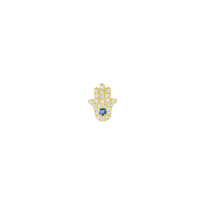 Blue Sapphire Diamond Hamsa Stud Earring