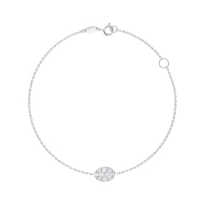 Kefi Jewelry 18k White Gold Pave Oval Chain Bracelet