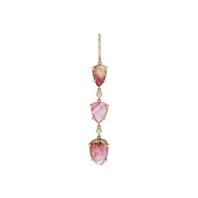 Yasmin Pharaon 14k Gold 3 Bi-color Tourmaline Leaf Carved Drop Earring