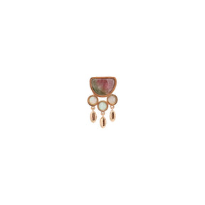 Yasmin Pharaon 14k Gold D Shape Watermelon Tourmaline with Opal Earring