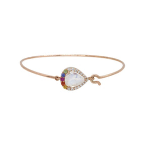 Yasmin Pharaon 14k Gold Moonstone with Rainbow Border Bangle