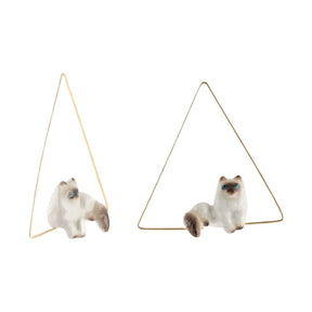 Nach Bijoux Lying Siamese Cat Triangle Earrings