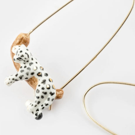 Nach Bijoux Sleeping White Leopard Hoop Earrings
