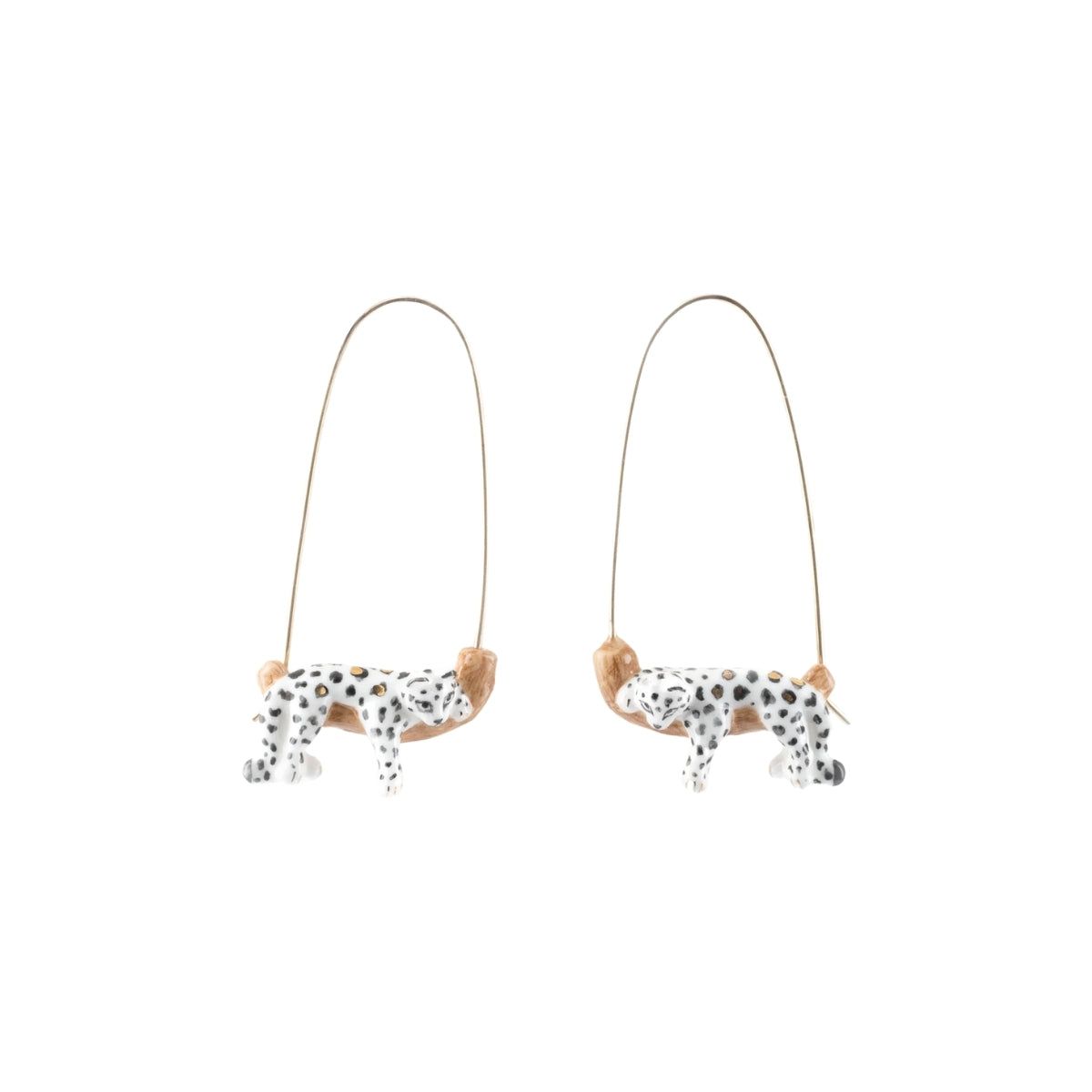 Nach Bijoux Sleeping White Leopard Hoop Earrings