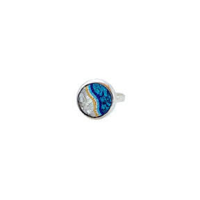 Beach and Sea Ring Micro Mosaic Jewellery Made of 925 Silver