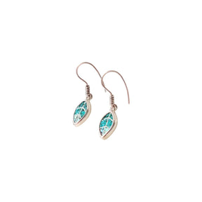 Olive Leaf Earrings Micro Mosaic Jewellery Made of 925 Silver
