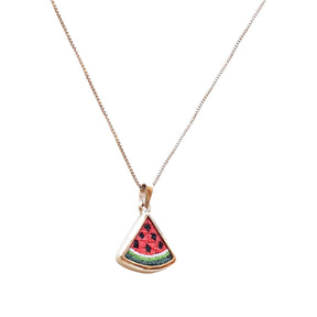 Watermelon Necklace Micro Mosaic Jewelry Made of 925 Silver