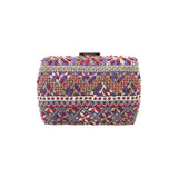 Inaash Purple Beaded Tatreez Silk Clutch