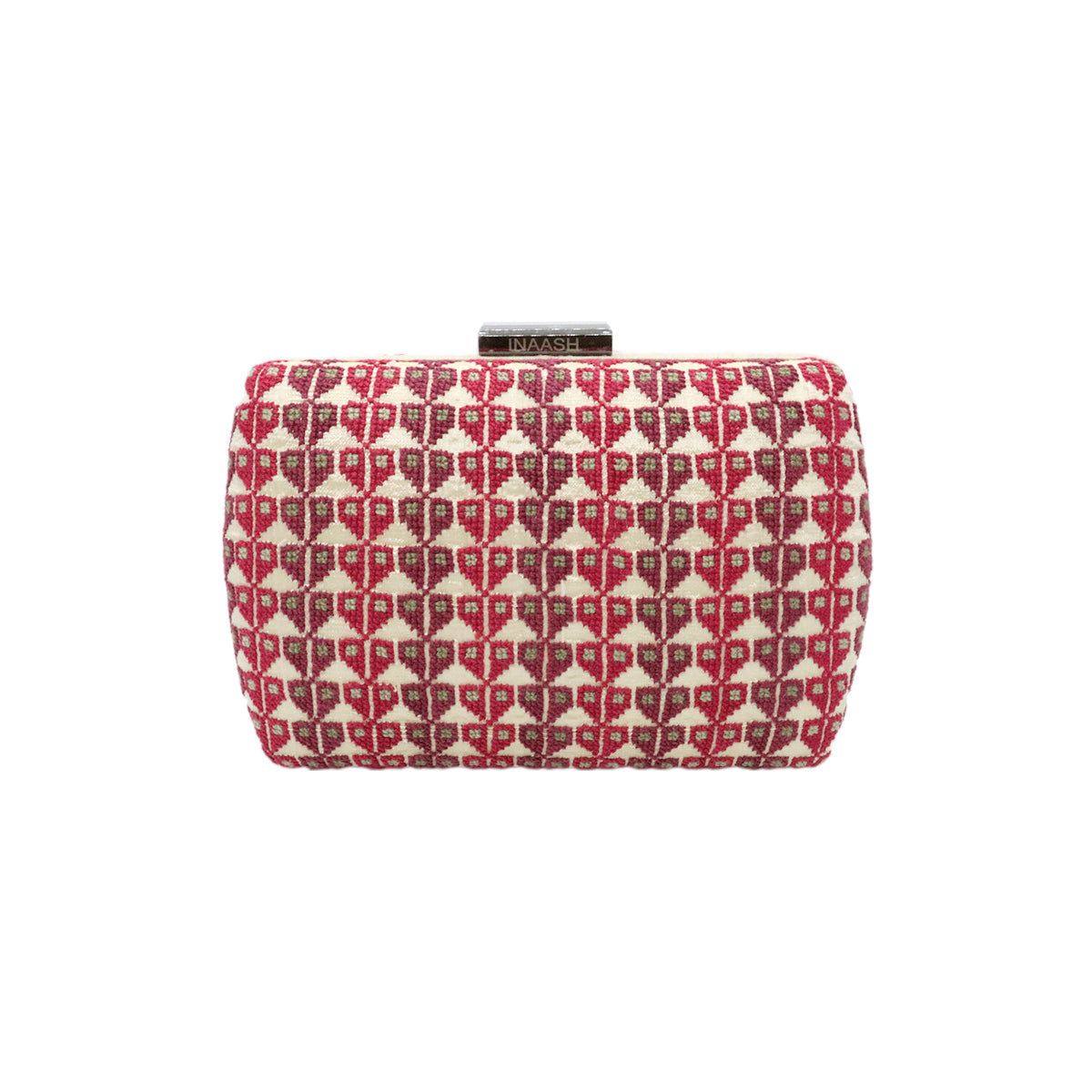 Inaash Red Ramallah Tatreez Silk Clutch