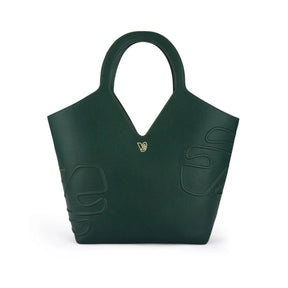 Bag by Veganologie in Pine Green Color Tote Bag. Made of Vegan Bamboo Leather.