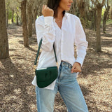 Bag by Veganologie in Pine Green Color Shoulder Bag. Made of Vegan Bamboo Leather.