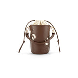Bag by Veganologie in Chocolate Color Bucket Bag. Made of Vegan Bamboo Leather.