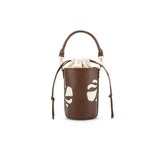 Bag by Veganologie in Chocolate Color Bucket Bag. Made of Vegan Bamboo Leather.
