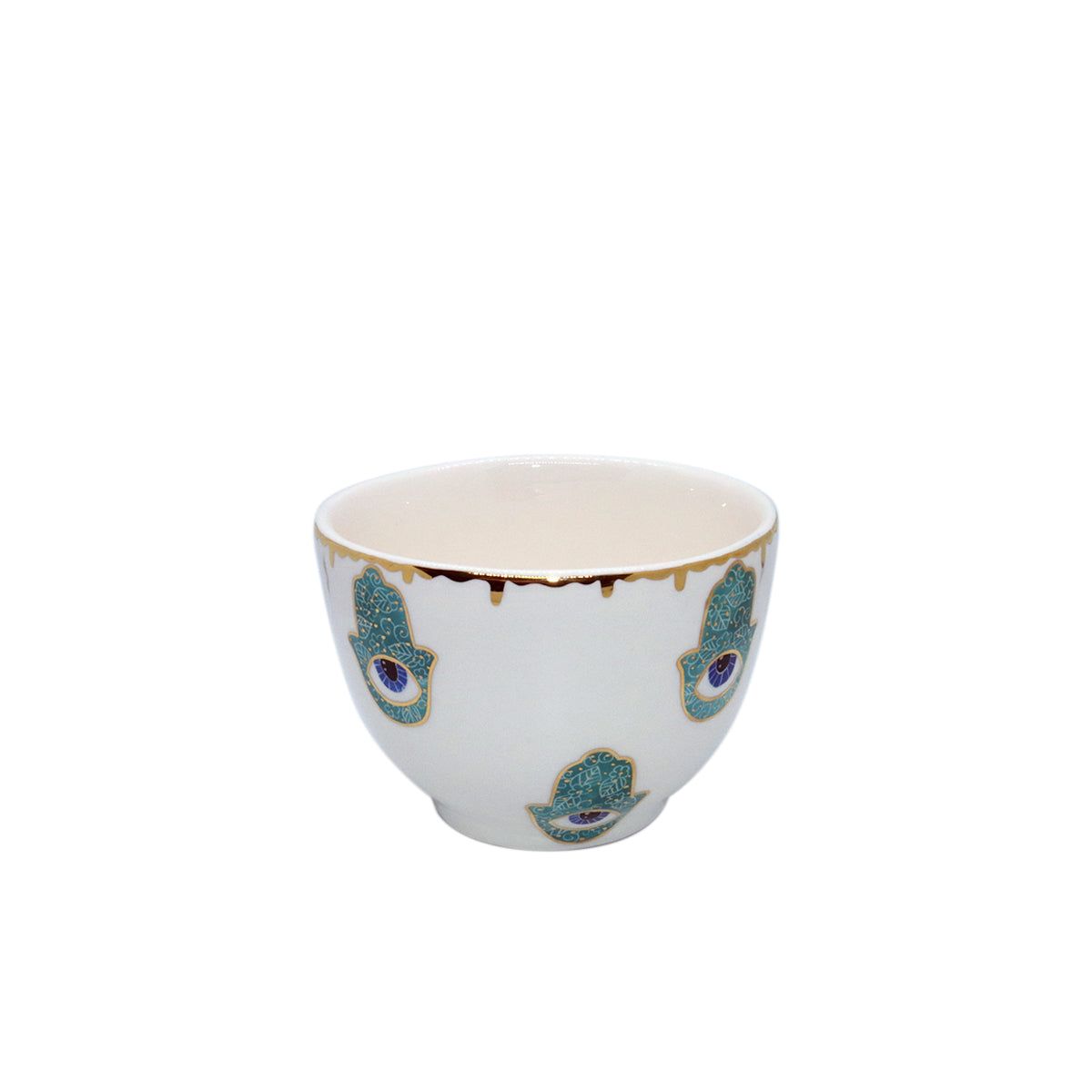 Noorena Turquoise Hamsa Small Ceramic Bowl