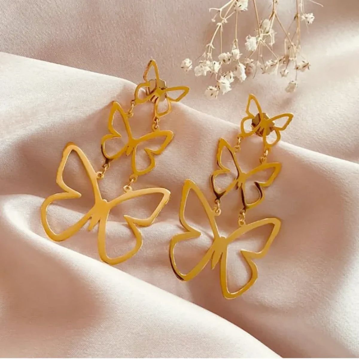 Lina Hernandez Triple Butterfly Earrings