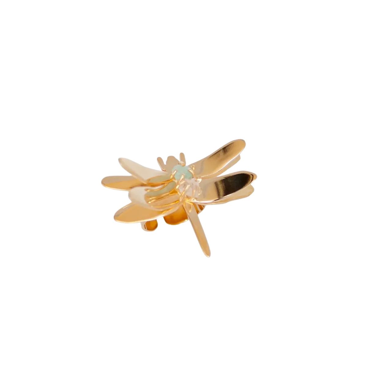 Lina Hernandez Sara Dragonfly Ring with Emerald and Rose Quartz
