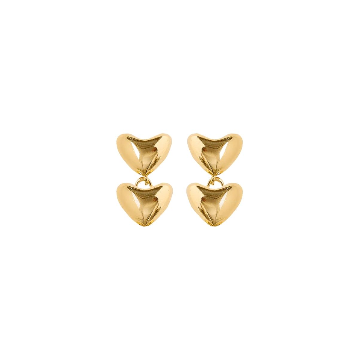Lina Hernandez Latido Small Double Puffy Heart Drop Earrings