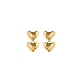 Lina Hernandez Latido Small Double Puffy Heart Drop Earrings