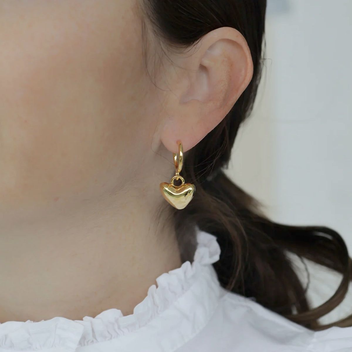 Lina Hernandez Latido Puffy Heart Hoop Earrings