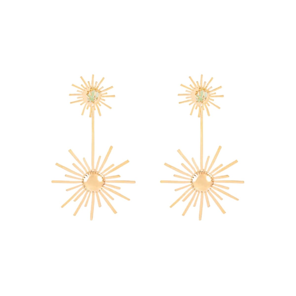 Lina Hernandez Small Luciana Starburst Earrings with Emerald