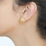 Lina Hernandez Luciana Starburst Stud Earrings with Emerald