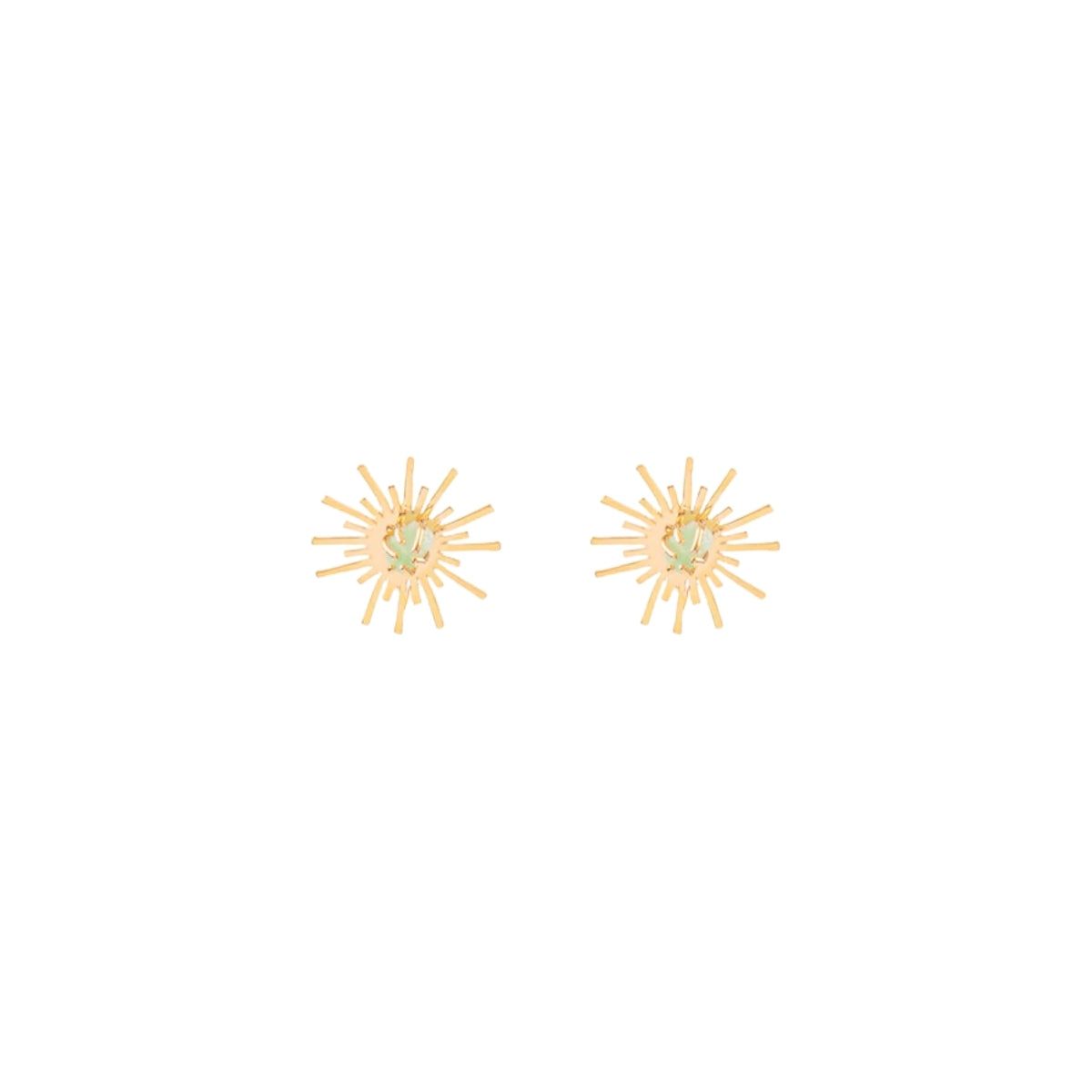 Lina Hernandez Luciana Starburst Stud Earrings with Emerald
