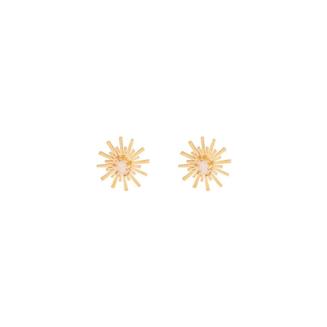 Lina Hernandez Luciana Starburst Stud Earrings with Rose Quartz