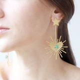 Lina Hernandez Maxi Luciana Heartburst Earrings with Rose Quartz