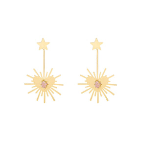 Lina Hernandez Maxi Luciana Heartburst Earrings with Rose Quartz