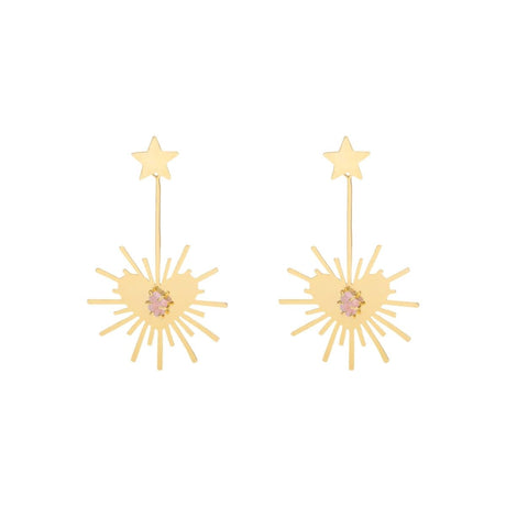 Lina Hernandez Maxi Luciana Heartburst Earrings with Rose Quartz