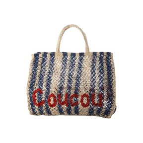 The Jacksons Bags Small Bevan Indigo Striped Hi Coucou Jute Tote Bag