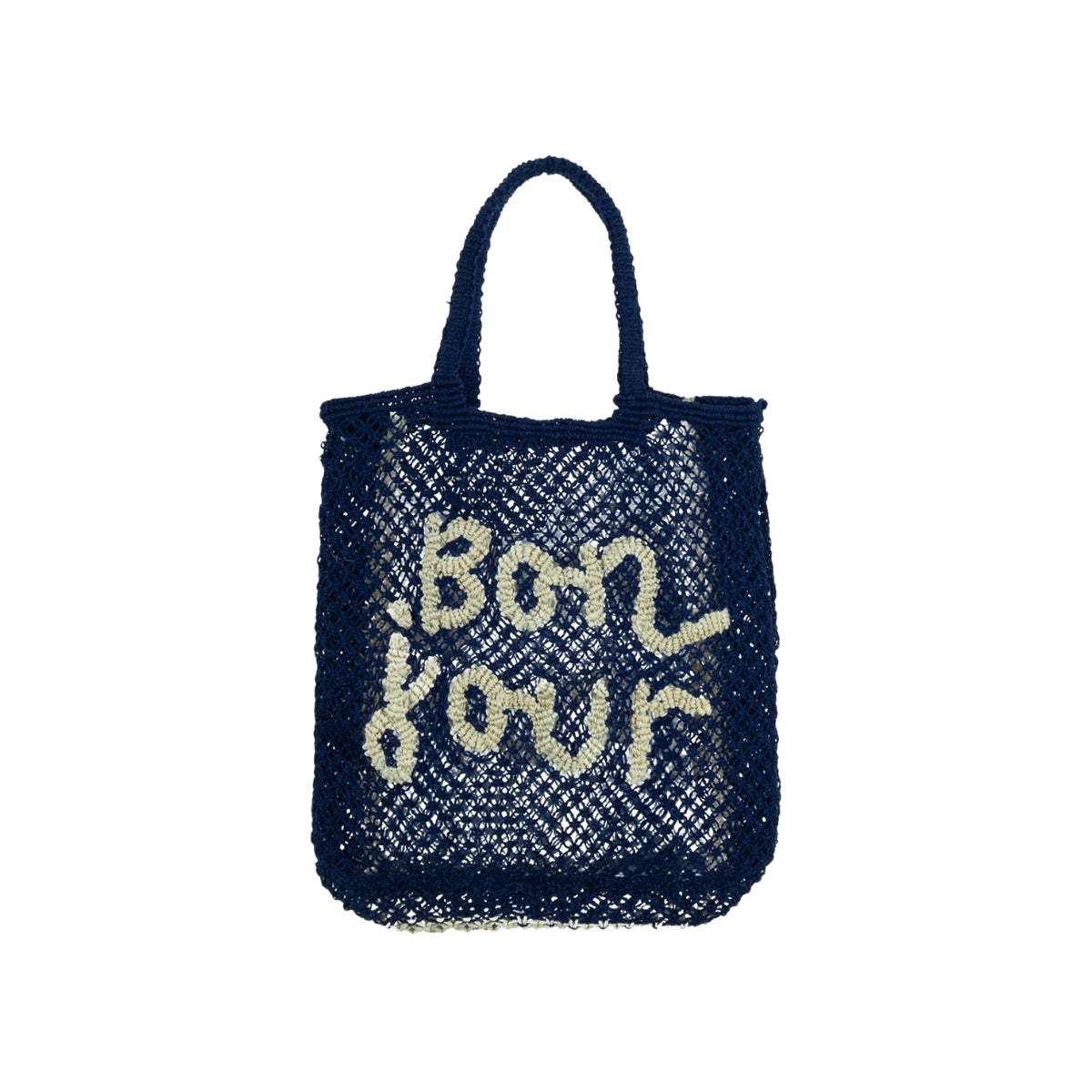 The Jacksons Bags Small Navy Blue Lottie Bonjour Jute Tote Bag
