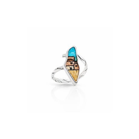 Galassia Jewellery Map of Palestine Old City Micro Mosaic Open Ring
