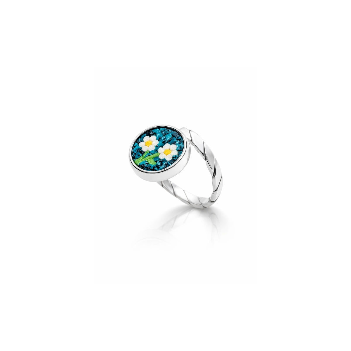 Galassia Jewellery Narcissus Flower Micro Mosaic Open Ring