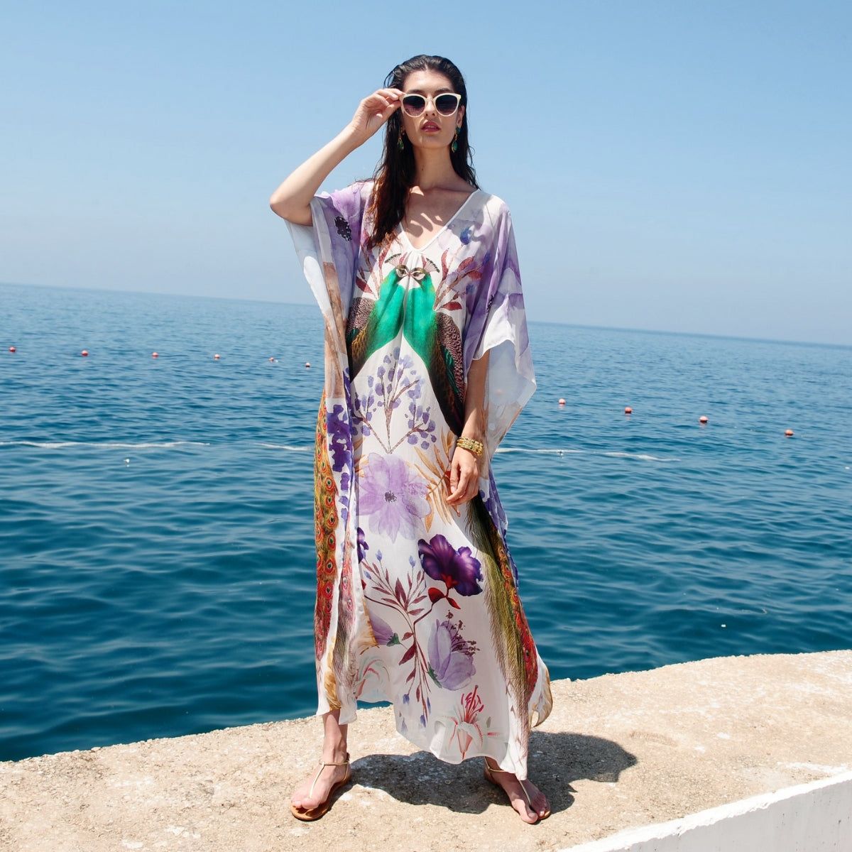 Sarah's Bag Paon Purple Sheer Kaftan
